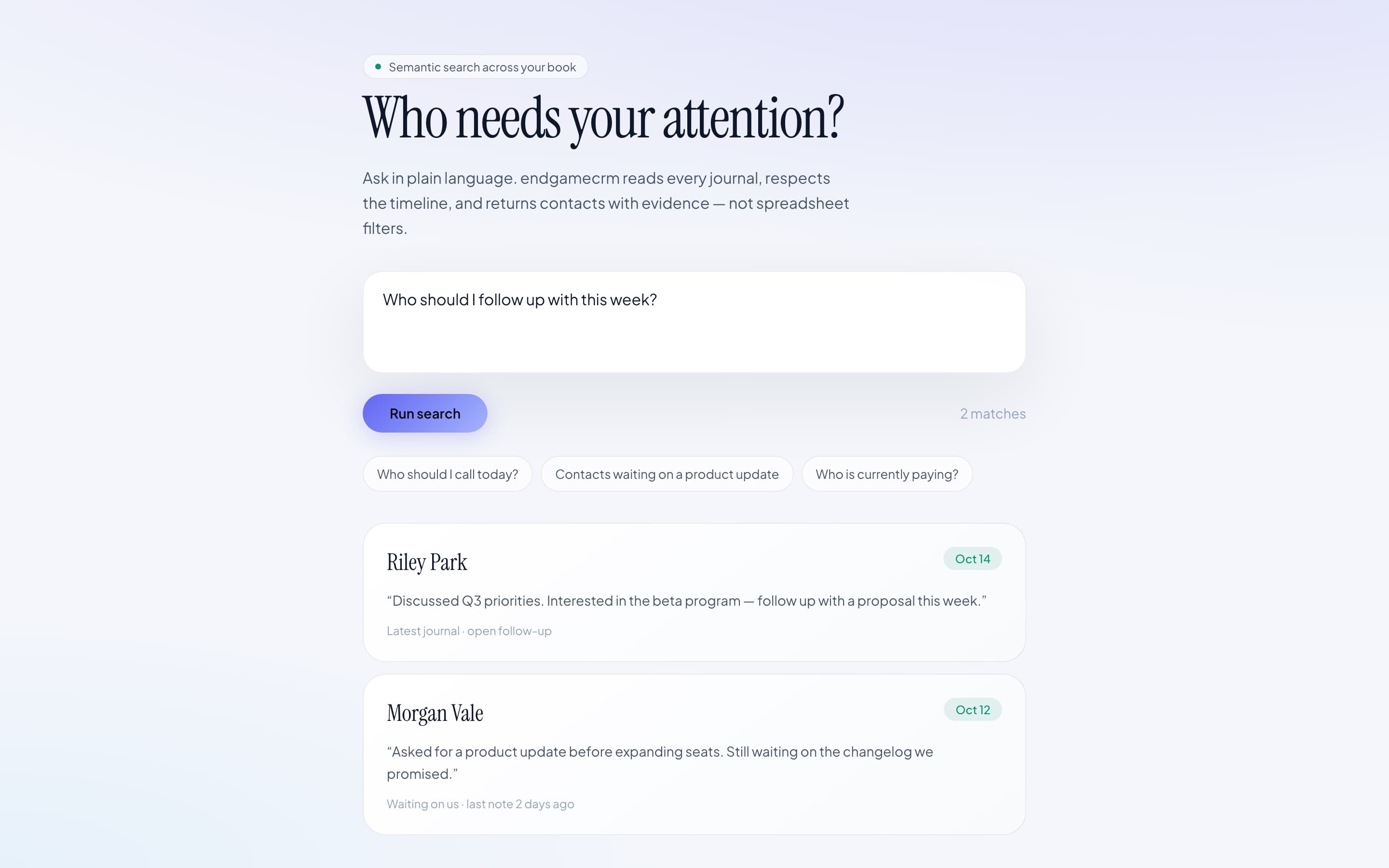 Semantic search in light mode: Who needs your attention?